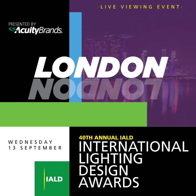 IALD and Awards logos, and images of London skyline